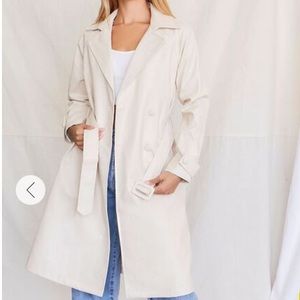 Cream Forever 21 leather trench coat